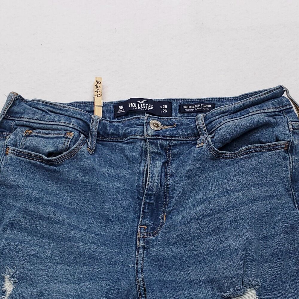Hollister High-Rise Slim Straight Denim Medium Wash Jeans Womens Size 9R Blue